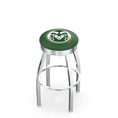 25" L8C3C - Chrome Colorado State Swivel Bar Stool with 2.5" Ribbed Accent Ring by Holland Bar Stool Company