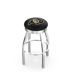 25" L8C3C - Chrome Colorado Swivel Bar Stool with 2.5" Ribbed Accent Ring by Holland Bar Stool Company