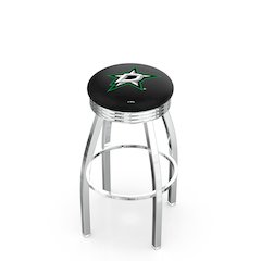25" L8C3C - Chrome Dallas Stars Swivel Bar Stool with 2.5" Ribbed Accent Ring by Holland Bar Stool Company