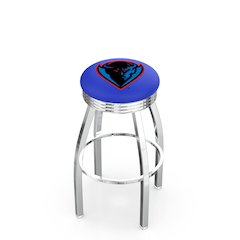 25" L8C3C - Chrome DePaul Swivel Bar Stool with 2.5" Ribbed Accent Ring by Holland Bar Stool Company