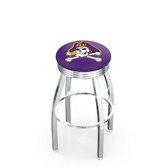 25" L8C3C - Chrome East Carolina Swivel Bar Stool with 2.5" Ribbed Accent Ring by Holland Bar Stool Company