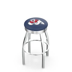 25" L8C3C - Chrome Fresno State Swivel Bar Stool with 2.5" Ribbed Accent Ring by Holland Bar Stool Company