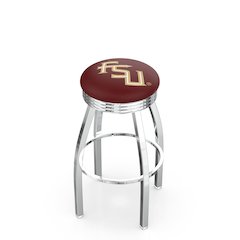 25" L8C3C - Chrome Florida State (Script) Swivel Bar Stool with 2.5" Ribbed Accent Ring by Holland Bar Stool Company