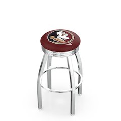 25" L8C3C - Chrome Florida State (Head) Swivel Bar Stool with 2.5" Ribbed Accent Ring by Holland Bar Stool Company
