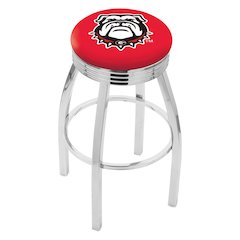 25" L8C3C - Chrome Georgia "Bulldog" Swivel Bar Stool with 2.5" Ribbed Accent Ring by Holland Bar Stool Company