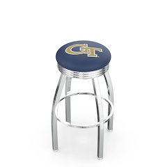 25" L8C3C - Chrome Georgia Tech Swivel Bar Stool with 2.5" Ribbed Accent Ring by Holland Bar Stool Company