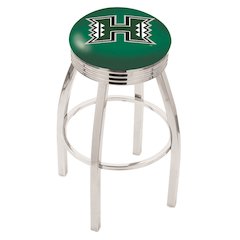 25" L8C3C - Chrome Hawaii Swivel Bar Stool with 2.5" Ribbed Accent Ring by Holland Bar Stool Company