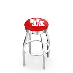 25" L8C3C - Chrome Houston Swivel Bar Stool with 2.5" Ribbed Accent Ring by Holland Bar Stool Company