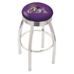 25" L8C3C - Chrome James Madison Swivel Bar Stool with 2.5" Ribbed Accent Ring by Holland Bar Stool Company