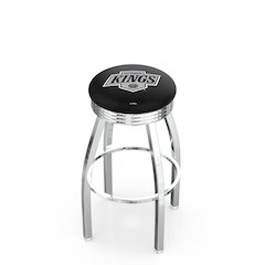 25" L8C3C - Chrome Los Angeles Kings Swivel Bar Stool with 2.5" Ribbed Accent Ring by Holland Bar Stool Company