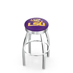 25" L8C3C - Chrome Louisiana State Swivel Bar Stool with 2.5" Ribbed Accent Ring by Holland Bar Stool Company