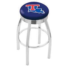 25" L8C3C - Chrome Louisiana Tech Swivel Bar Stool with 2.5" Ribbed Accent Ring by Holland Bar Stool Company