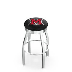 25" L8C3C - Chrome Miami (OH) Swivel Bar Stool with 2.5" Ribbed Accent Ring by Holland Bar Stool Company