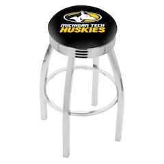 25" L8C3C - Chrome Michigan Tech Swivel Bar Stool with 2.5" Ribbed Accent Ring by Holland Bar Stool Company