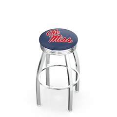 25" L8C3C - Chrome Ole' Miss Swivel Bar Stool with 2.5" Ribbed Accent Ring by Holland Bar Stool Company