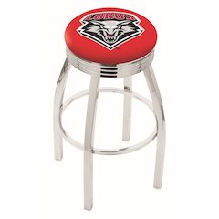 25" L8C3C - Chrome New Mexico Swivel Bar Stool with 2.5" Ribbed Accent Ring by Holland Bar Stool Company