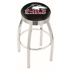 25" L8C3C - Chrome Northern Illinois Swivel Bar Stool with 2.5" Ribbed Accent Ring by Holland Bar Stool Company