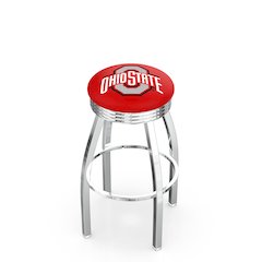 25" L8C3C - Chrome Ohio State Swivel Bar Stool with 2.5" Ribbed Accent Ring by Holland Bar Stool Company