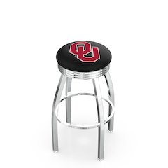 25" L8C3C - Chrome Oklahoma Swivel Bar Stool with 2.5" Ribbed Accent Ring by Holland Bar Stool Company