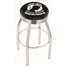 25" L8C3C - Chrome POW/MIA Swivel Bar Stool with 2.5" Ribbed Accent Ring by Holland Bar Stool Company
