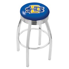 25" L8C3C - Chrome South Dakota State Swivel Bar Stool with 2.5" Ribbed Accent Ring by Holland Bar Stool Company