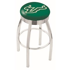 25" L8C3C - Chrome South Florida Swivel Bar Stool with 2.5" Ribbed Accent Ring by Holland Bar Stool Company