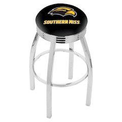 25" L8C3C - Chrome Southern Miss Swivel Bar Stool with 2.5" Ribbed Accent Ring by Holland Bar Stool Company
