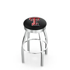25" L8C3C - Chrome Texas Tech Swivel Bar Stool with 2.5" Ribbed Accent Ring by Holland Bar Stool Company