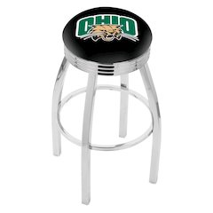 25" L8C3C - Chrome Ohio University Swivel Bar Stool with 2.5" Ribbed Accent Ring by Holland Bar Stool Company