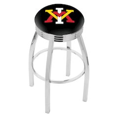 25" L8C3C - Chrome Virginia Military Institute Swivel Bar Stool with 2.5" Ribbed Accent Ring by Holland Bar Stool Company