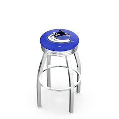 25" L8C3C - Chrome Vancouver Canucks Swivel Bar Stool with 2.5" Ribbed Accent Ring by Holland Bar Stool Company