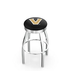 25" L8C3C - Chrome Vanderbilt Swivel Bar Stool with 2.5" Ribbed Accent Ring by Holland Bar Stool Company