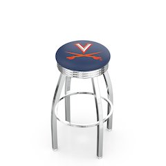 25" L8C3C - Chrome Virginia Swivel Bar Stool with 2.5" Ribbed Accent Ring by Holland Bar Stool Company