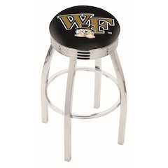 25" L8C3C - Chrome Wake Forest Swivel Bar Stool with 2.5" Ribbed Accent Ring by Holland Bar Stool Company