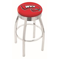 25" L8C3C - Chrome Western Kentucky Swivel Bar Stool with 2.5" Ribbed Accent Ring by Holland Bar Stool Company