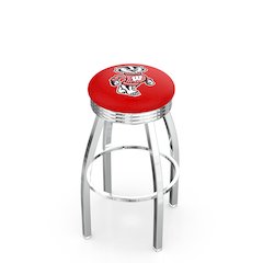 25" L8C3C - Chrome Wisconsin "Badger" Swivel Bar Stool with 2.5" Ribbed Accent Ring by Holland Bar Stool Company