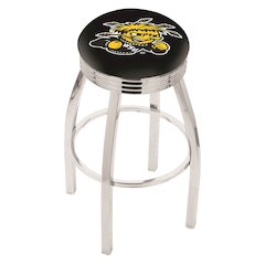 25" L8C3C - Chrome Wichita State Swivel Bar Stool with 2.5" Ribbed Accent Ring by Holland Bar Stool Company