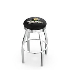 25" L8C3C - Chrome Wright State Swivel Bar Stool with 2.5" Ribbed Accent Ring by Holland Bar Stool Company