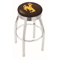 25" L8C3C - Chrome Wyoming Swivel Bar Stool with 2.5" Ribbed Accent Ring by Holland Bar Stool Company