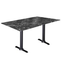 Two 30" Tall OD211EB Indoor/Outdoor All-Season Table Bases with a 30" x 48" Black Marble Top