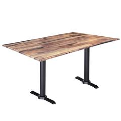 Two 30" Tall OD211EB Indoor/Outdoor All-Season Table Bases with a 30" x 48" Rustic Top