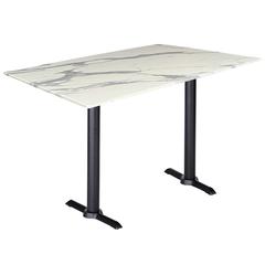 Two 36" Tall OD211EB Indoor/Outdoor All-Season Table Bases with a 30" x 48" White Marble Top