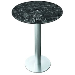 All-Season Table with 32" Diameter Black Marble Top with Umbrella Hole