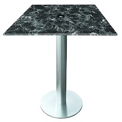 All-Season Table with 36" x 36" Square Black Marble Top with Umbrella Hole