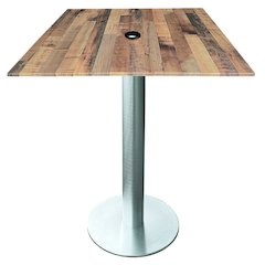 All-Season Table with 36" x 36" Square Rustic Top with Umbrella Hole