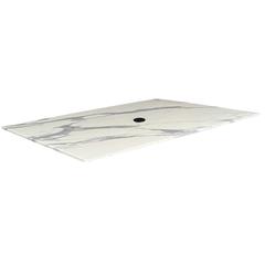 32" x 48" White Marble, Indoor/Outdoor All-Season EuroSlim Table Top with Umbrella Hole