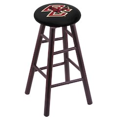 Maple Bar Stool in Dark Cherry Finish with Boston College Seat