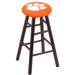 Maple Bar Stool in Dark Cherry Finish with Clemson Seat
