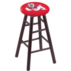Maple Bar Stool in Dark Cherry Finish with Fresno State Seat