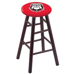 Maple Counter Stool in Dark Cherry Finish with Georgia "Bulldog" Seat